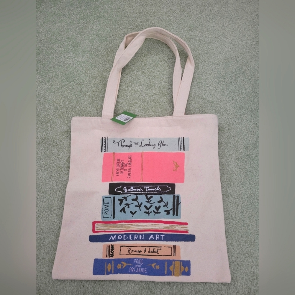 NWT Kate Spade Canvas Tote Bag in Book Theme